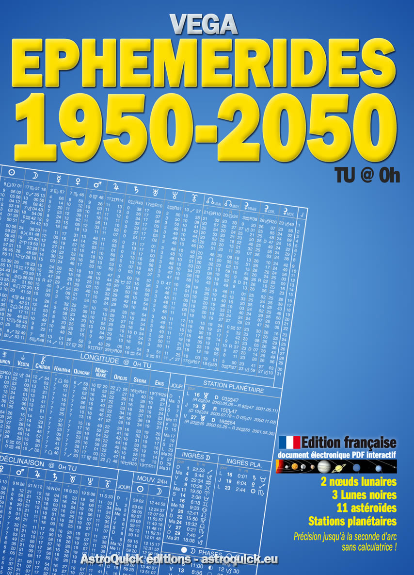 1ere de couverture Ephémérides 2000-2100 éd. Fr. - Daniel Véga - ©2021 AstroQuick.fr Editions
