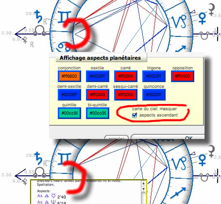 aspects astrologiques à l'ascendant
