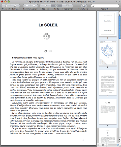 PDF document electronique interprétation astrologique professionnelle