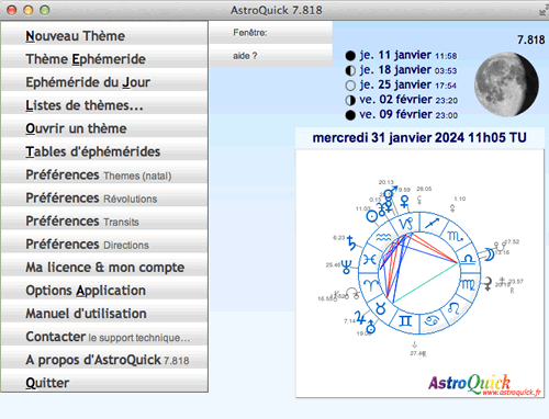 fenetre astroquick menu