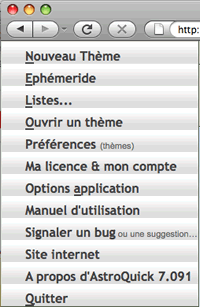 logiciel menu astroquick