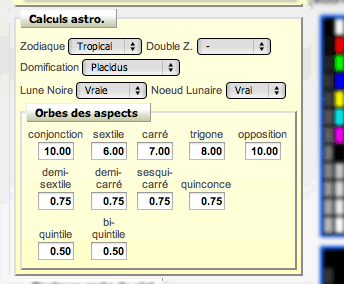 preferences des calculs astrologiques Astro Quick