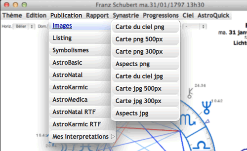 menu publication Logiciel AstroQuick